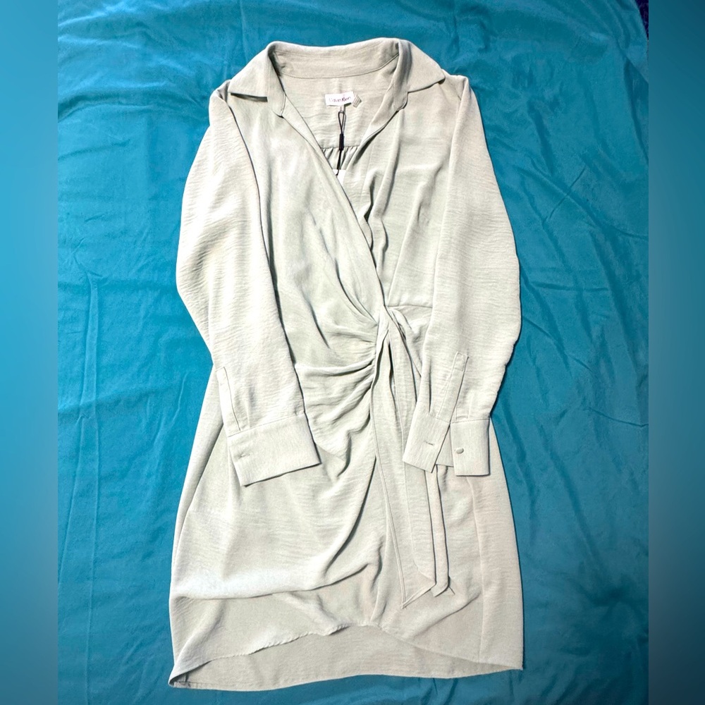 Calvin Klein Long-sleeve mint green dress.